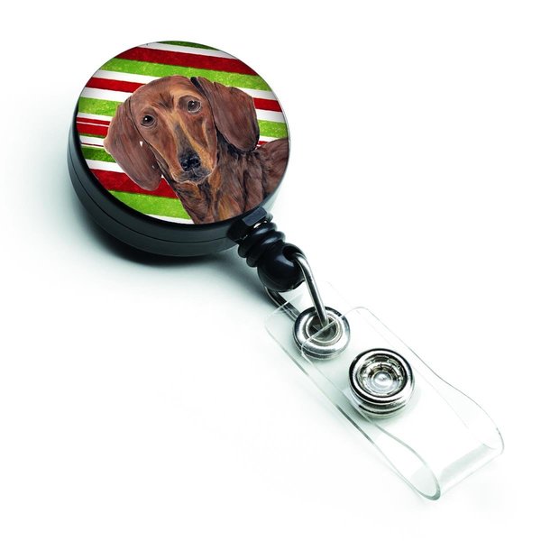 Teachers Aid Dachshund Candy Cane Holiday Christmas Retractable Badge Reel TE755290